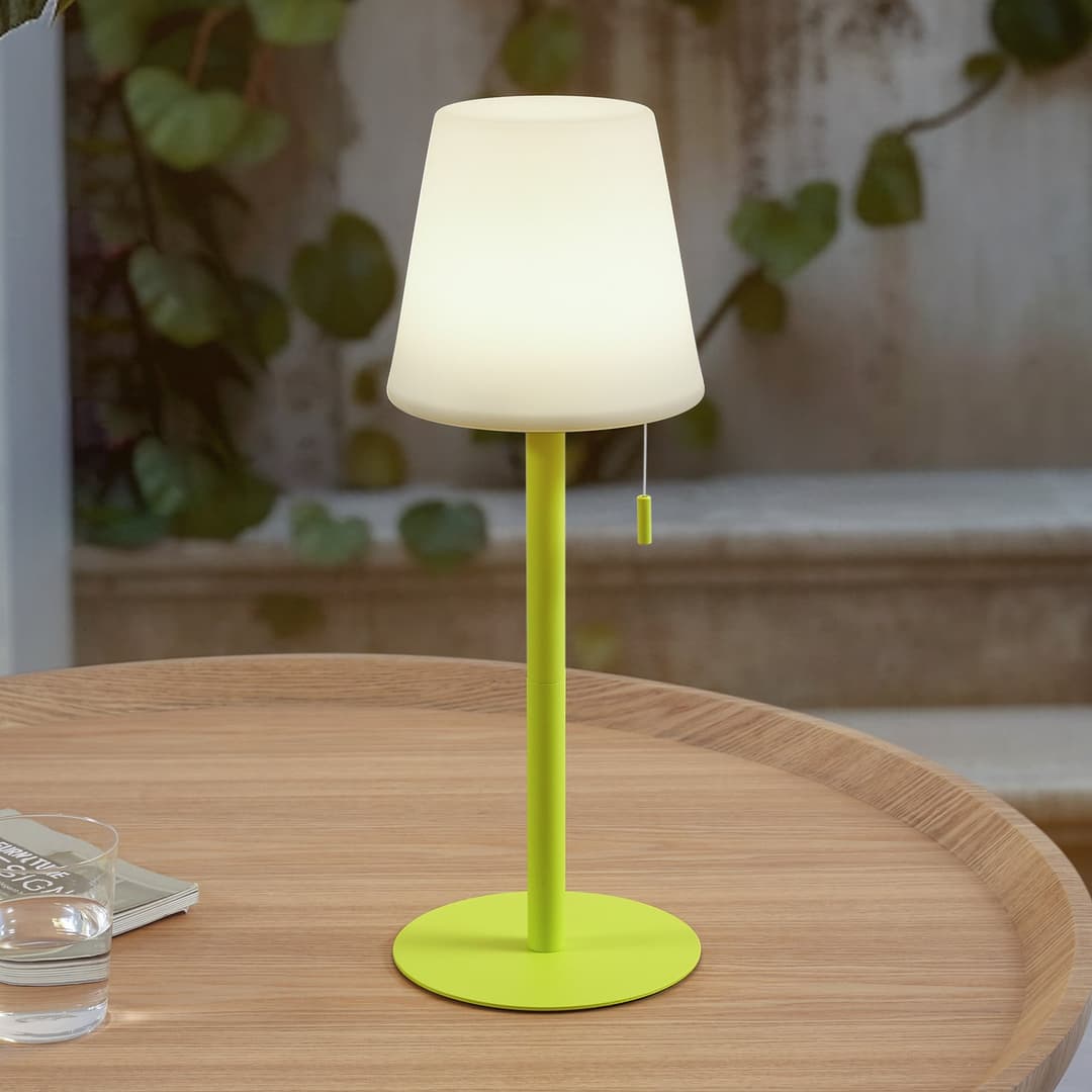 Azalea LED Portable Tischleuchte IP44 Weiß/Gelb - Lindby - Balkon - Modern - Aluminium - Mit Schirm