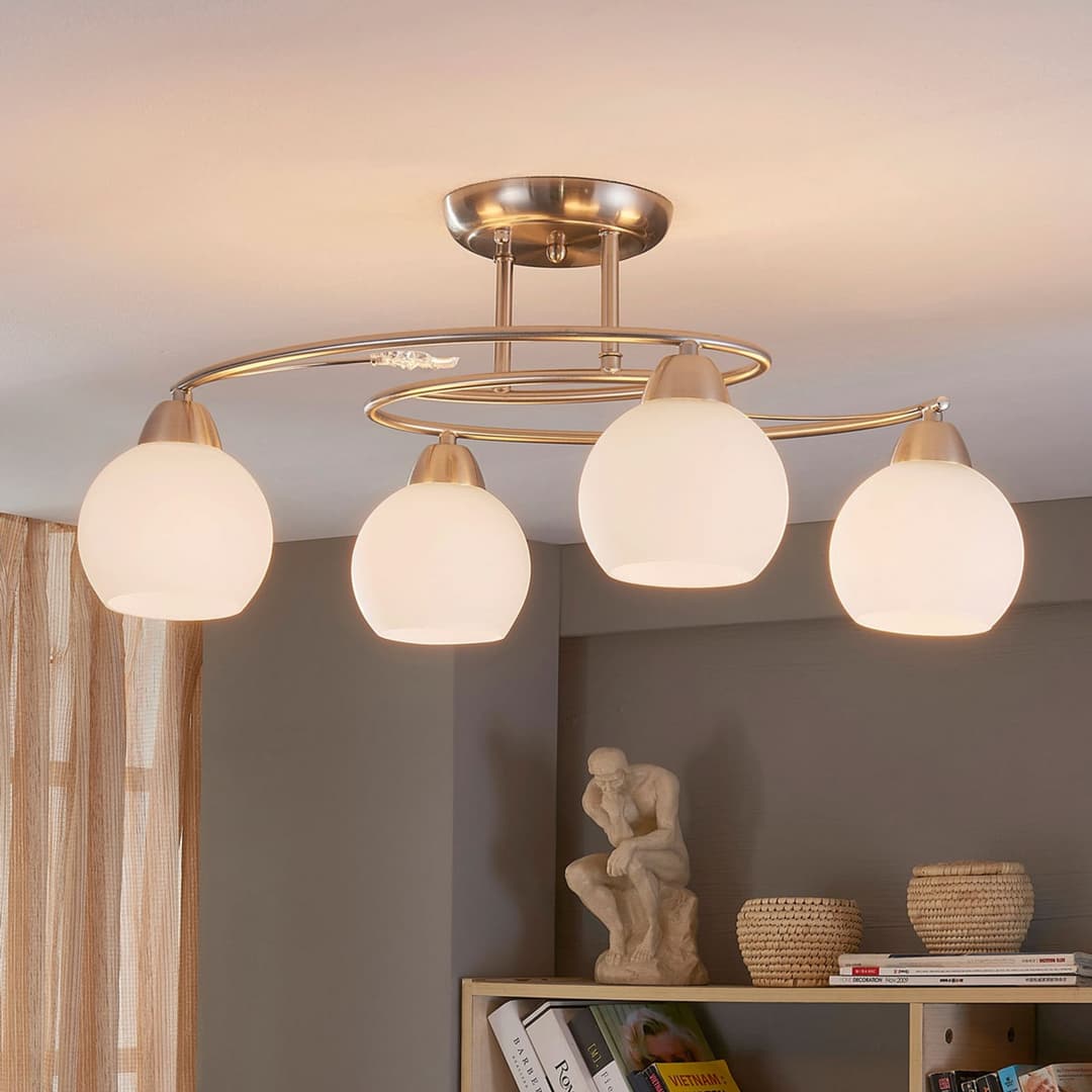 Svean 4 Deckenleuchte White/Nickel - Lindby - Wohnzimmer - Modern - Glas - Mehrflammig