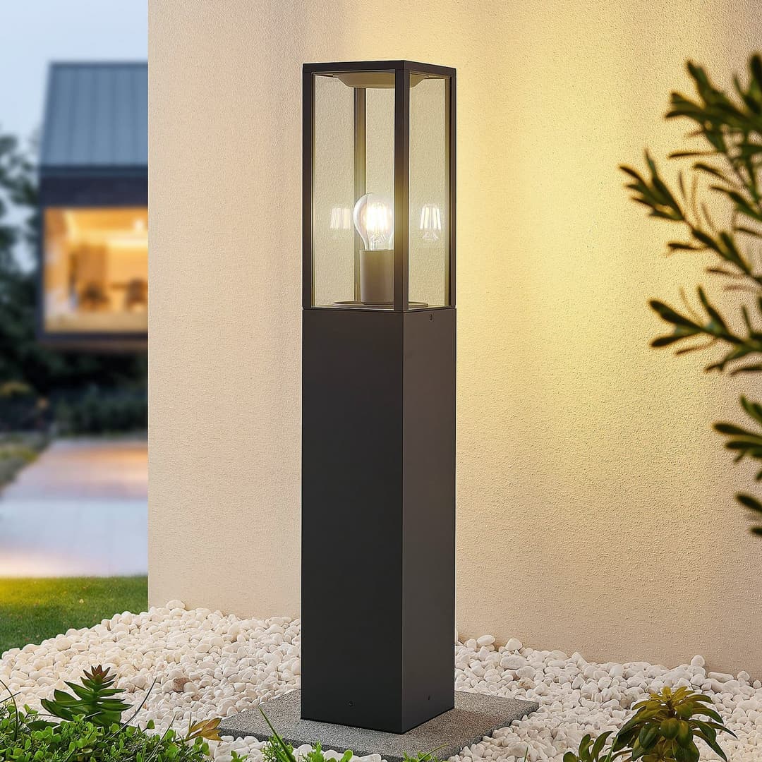 Peldar Gartenleuchte H80 Anthracite/Clear - Lindby - Terrasse - Modern - Metall - Einflammig