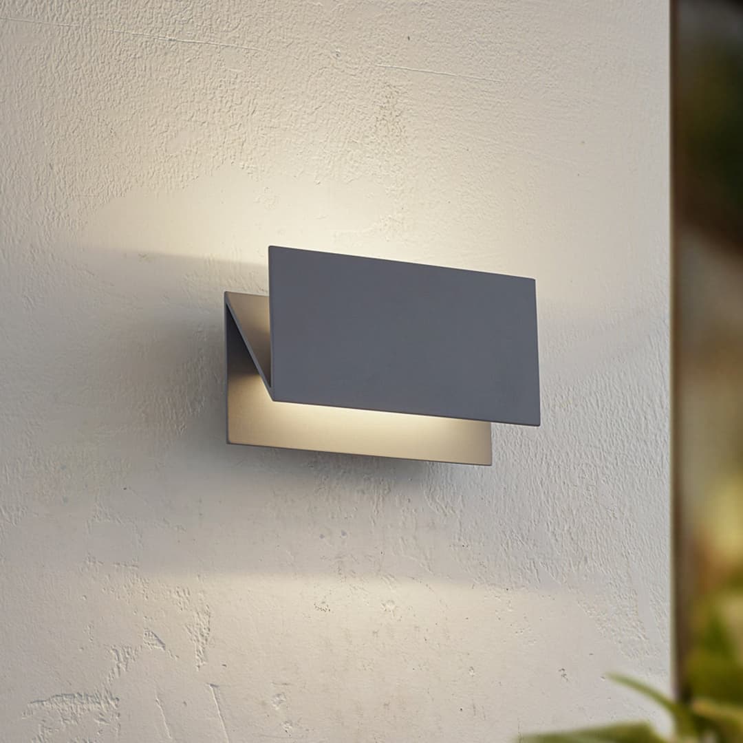 Meja LED-Außenwandlampe, grau, Metall, 27cm, IP54 - Lucande - Balkon - Modern - Aluminium - Eckig