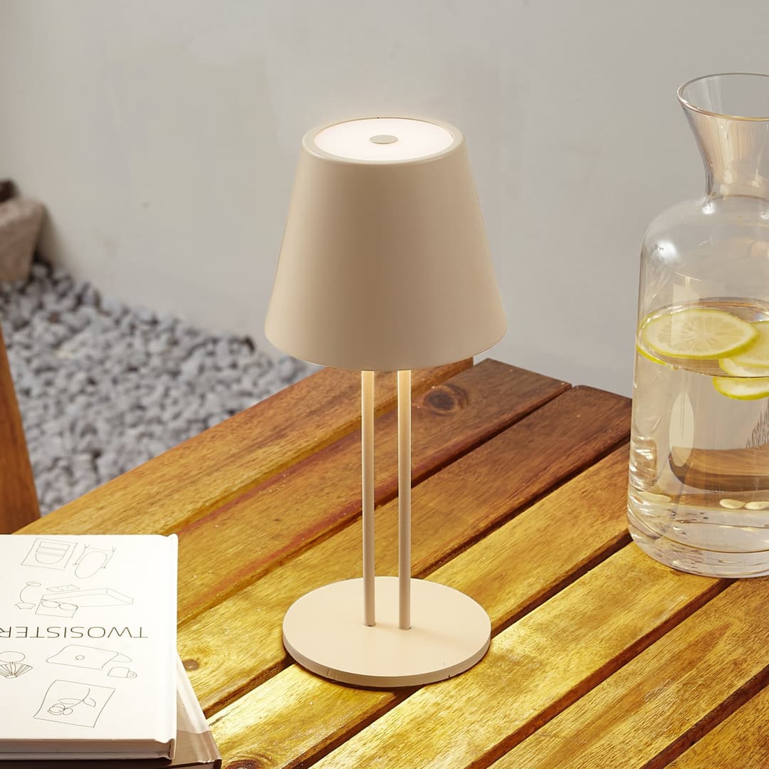Janea Twin Portable Tischleuchte Dim. IP54 Beige - Lindby - Terrasse - Modern - Metall - Einflammig