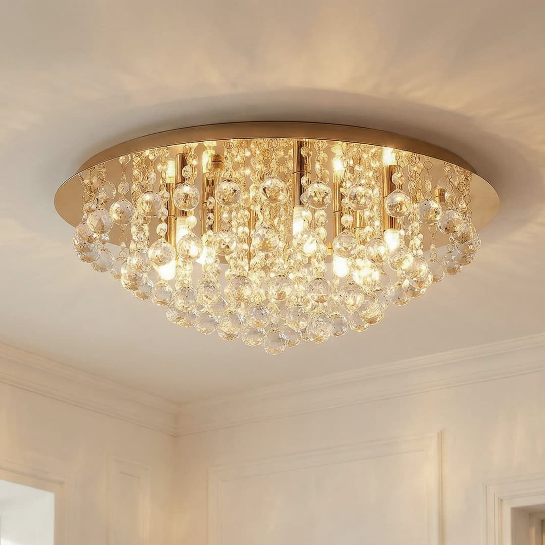Gillion Deckenleuchte Gold - Lindby - Wohnzimmer - Modern - Kristall - Mehrflammig