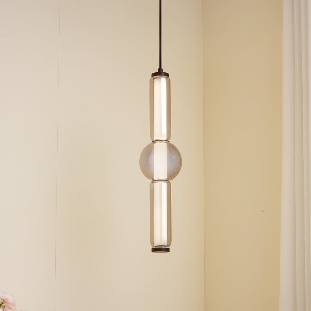 Savete LED Pendelleuchte Rauch Grau - Lucande - Wohnzimmer - Modern - Glas - Einflammig