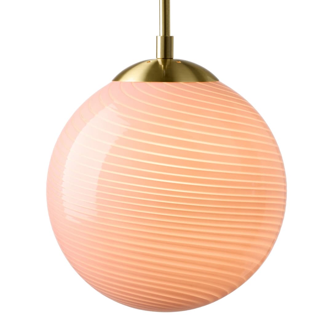 CANDY BALL Hängelampe, rosa/altmessing Ø 30 cm - Halo Design - Wohnzimmer - Glas - Einflammig