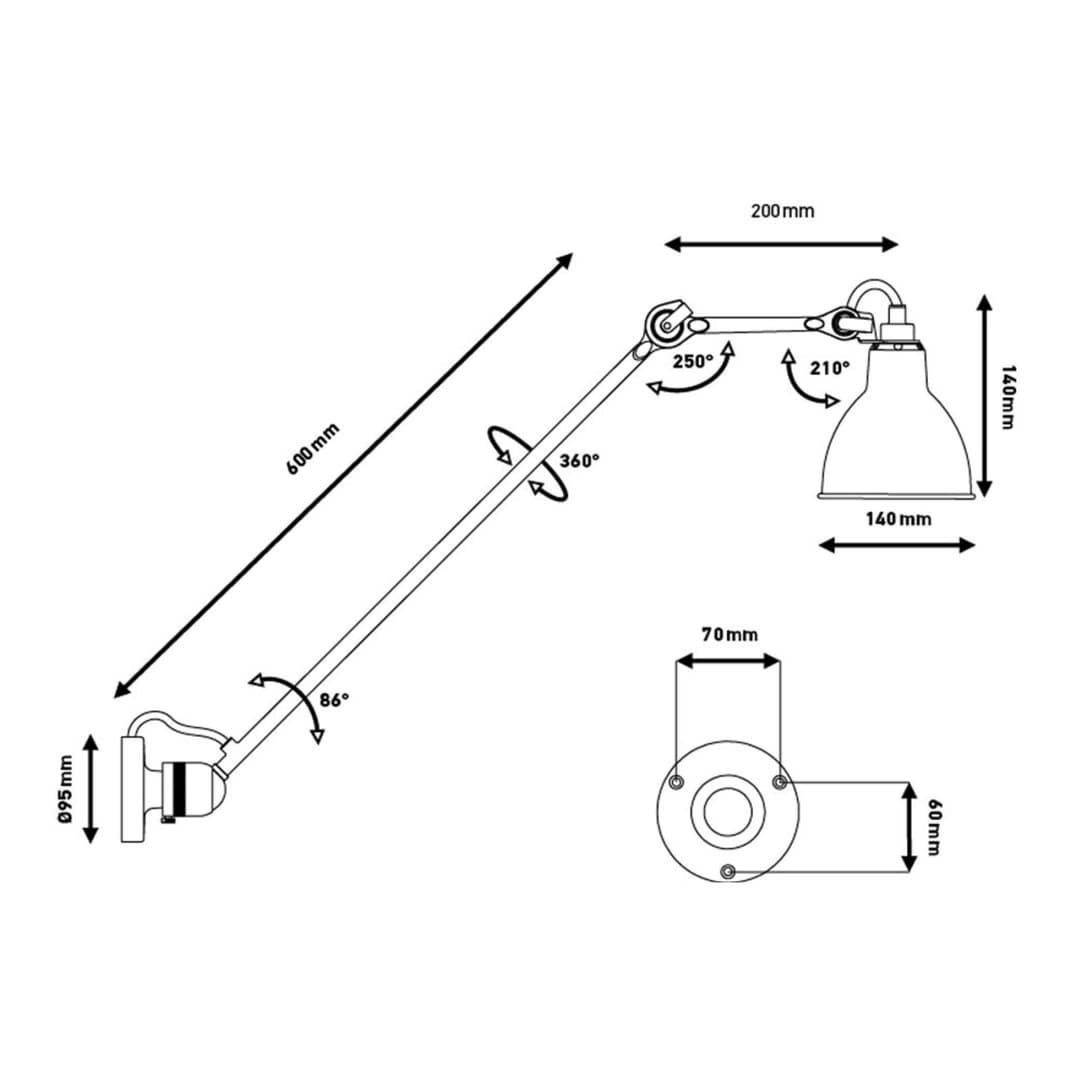 Lampe Gras 304L60 Wandleuchte, chrom - DCW - Wohnzimmer - Design - Metall