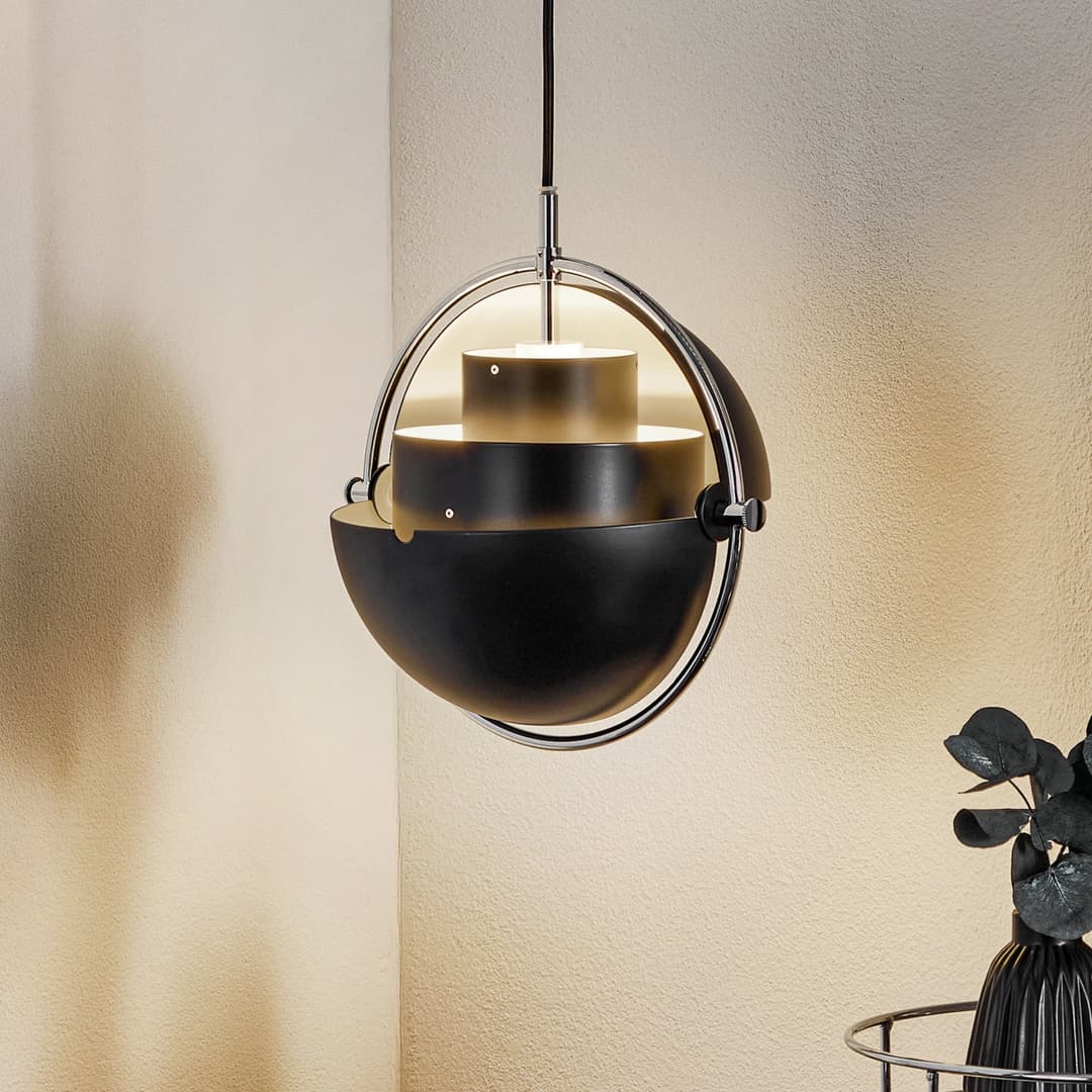 Multi-Lite Pendelleuchte S Chrome/Black - GUBI - Wohnzimmer - Design - Metall - Einflammig