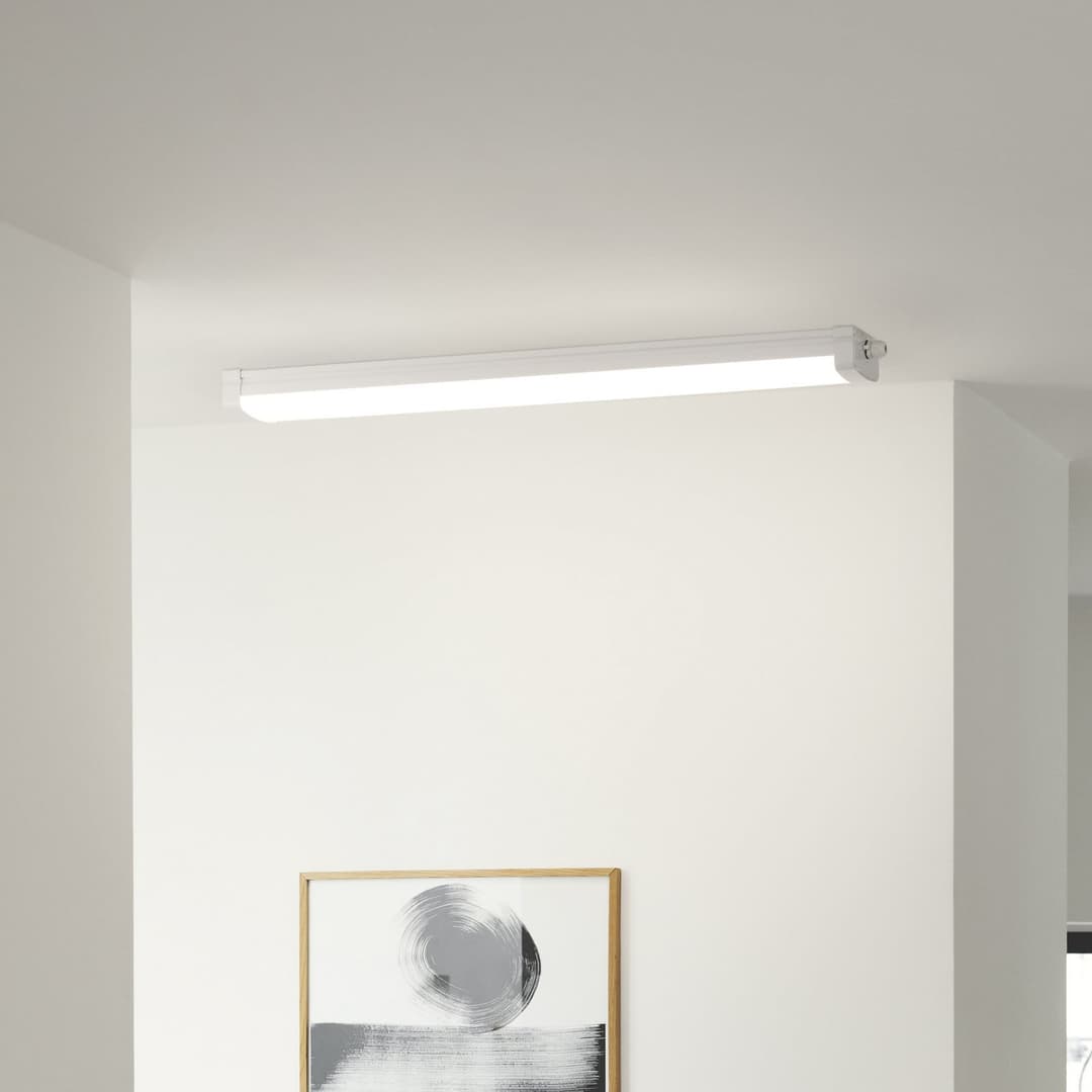 Burbank LED-Sensor-Lichtleiste IP65, 90cm, 4.000K - Nordlux - Flurbereich - Kunststoff - Bündig