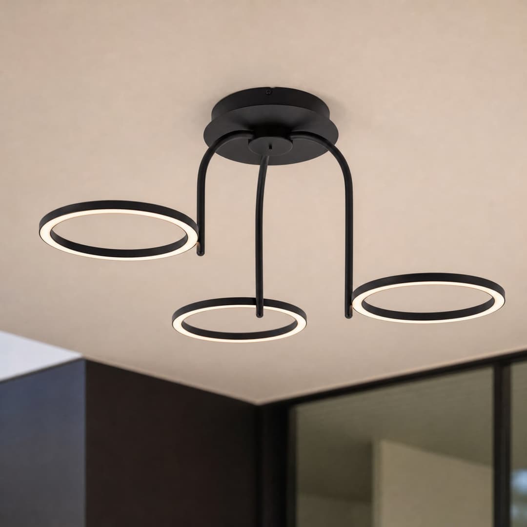 Sylvara LED-Außendeckenleuchte, dreiflammig, CCT, schwarz - Lucande - Design - Metall - Mehrflammig