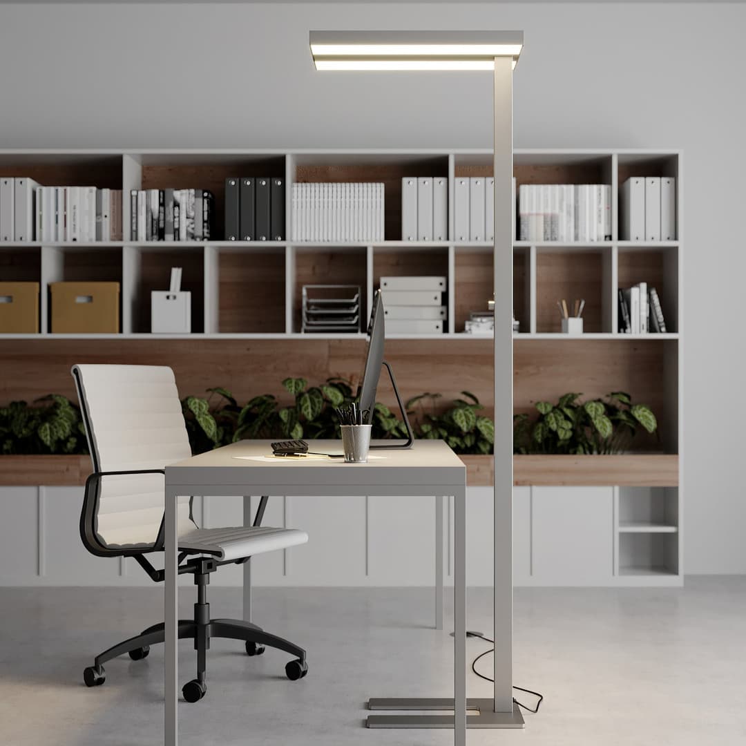 Logan Basic LED-Stehlampe silber 2er-Set 6000 lm - Arcchio - Arbeitszimmer / Büro - Modern - Aluminium - Mehrflammig