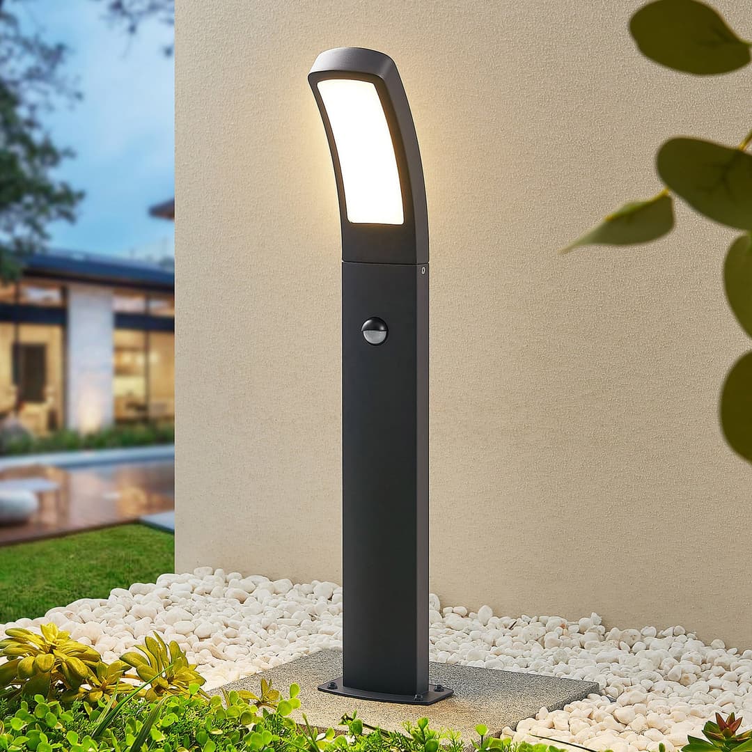 Moshe Gartenleuchte w/Sensor Dark Grey - Lindby - Terrasse - Modern - Metall - Einflammig