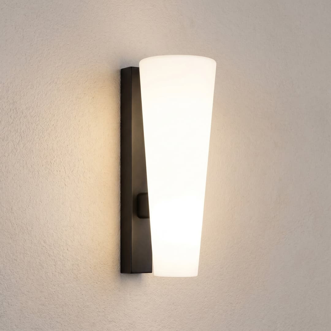 Jovra LED-Außenwandleuchte, schwarz, Höhe 32 cm - Lucande - Modern - Glas - Einflammig