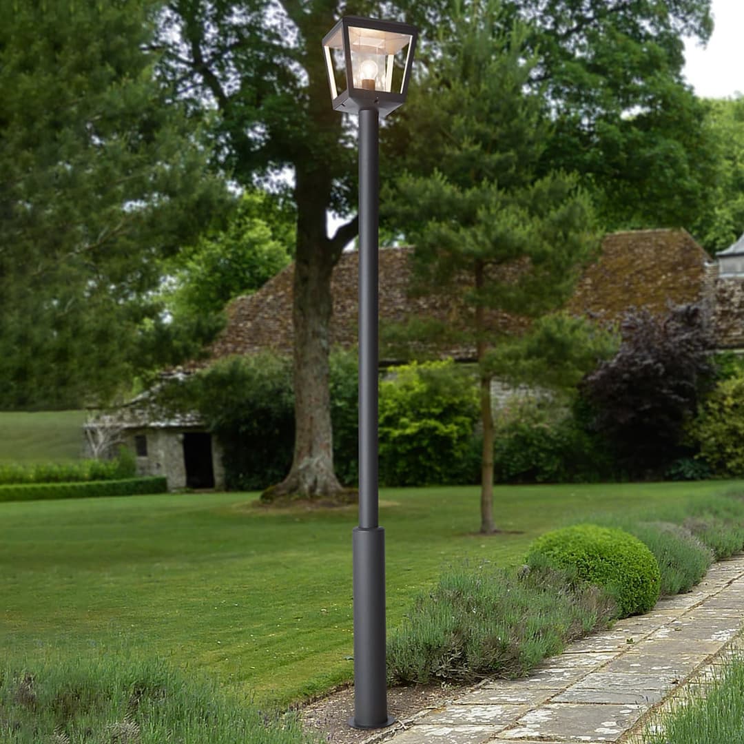 Lucande Außenleuchte Dunia, anthrazit, Metall, Höhe 220 cm - Modern - Einflammig