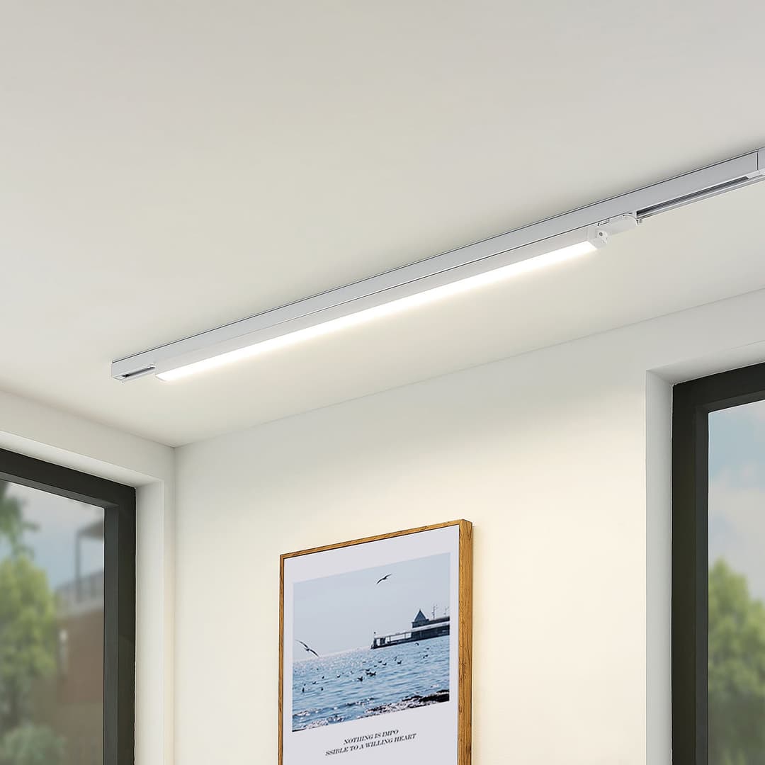 Arcchio LED-Schienenleuchte Harlow, weiß, 109 cm, 4.000 K - Arbeitszimmer / Büro - Modern - Aluminium - Einflammig