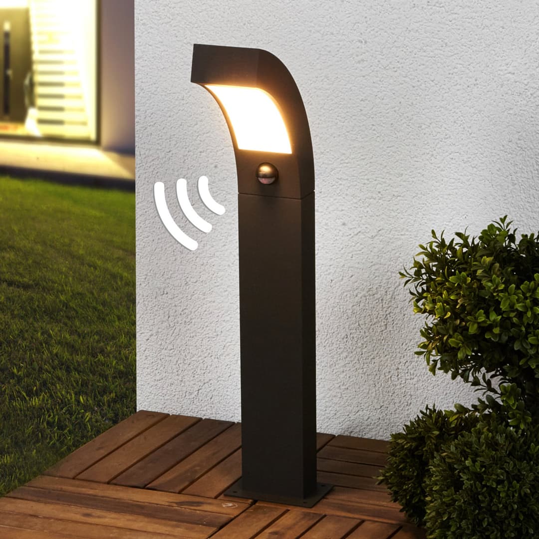 Lennik Außen Gartenleuchte w/Sensor H60 Graphite - Lucande - Terrasse - Modern - Aluminium - Einflammig