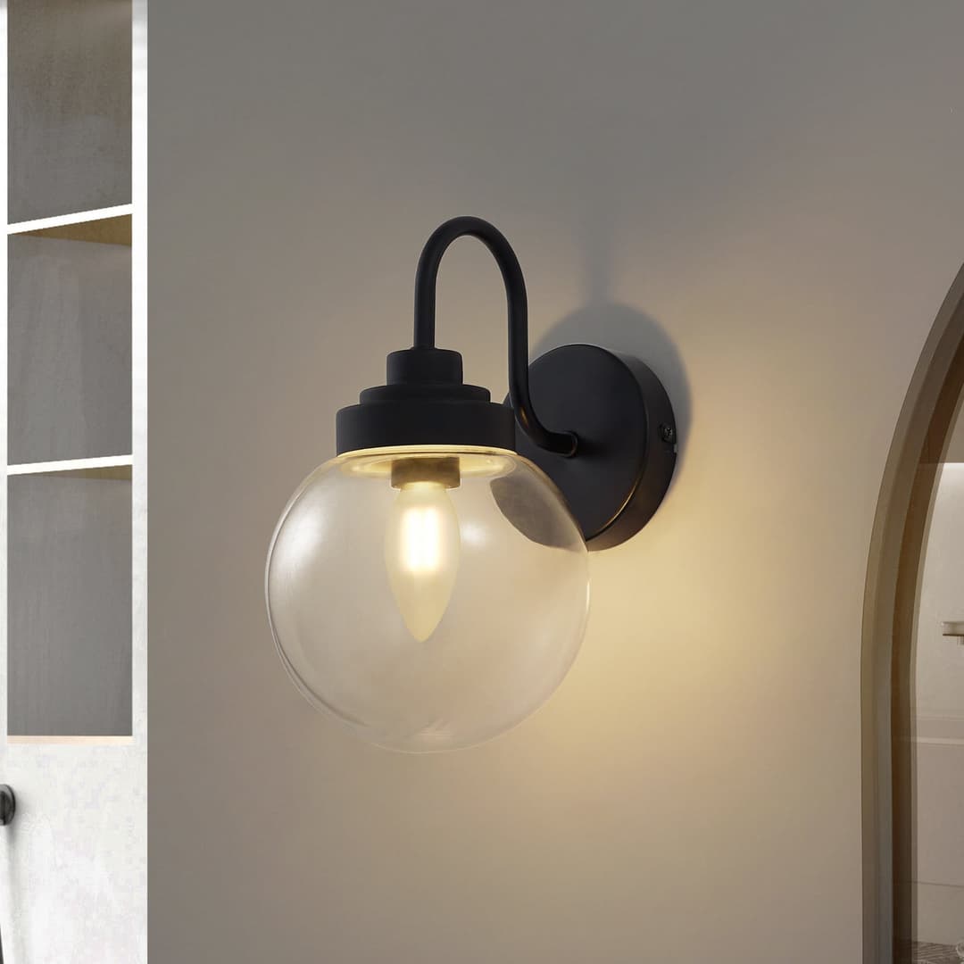 Badolo Wandleuchte IP44 Schwarz - Lucande - Badezimmer - Kugel