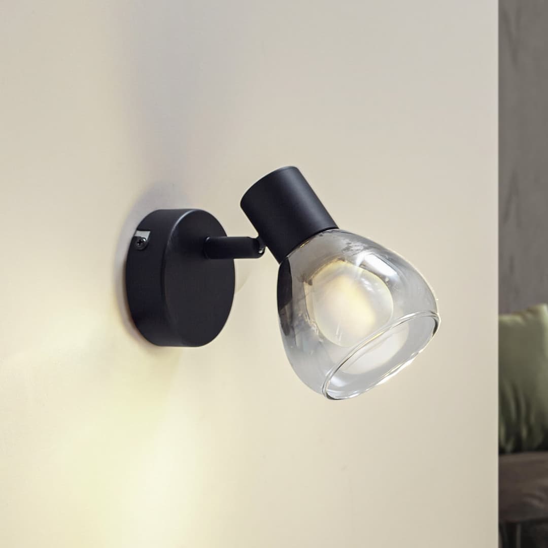 Pendura Wandleuchte Ø9 Schwarz - Lindby - Esszimmer - Modern - Glas - Einflammig