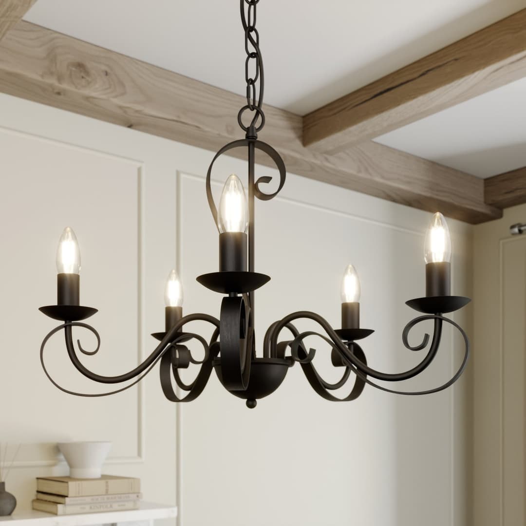 Shervan Kronleuchter Antique Brown - Lindby - Wohnzimmer - Antik - Metall - Mehrflammig