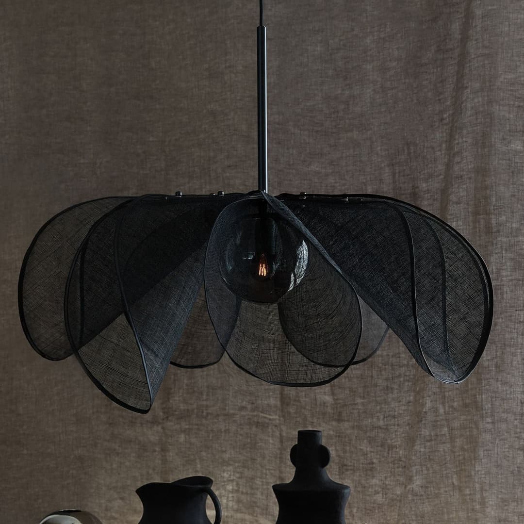 Styrka Pendelleuchte, Ø75 cm, schwarz/rauch - Markslöjd - Wohnzimmer - Stoff / Textil - Einflammig
