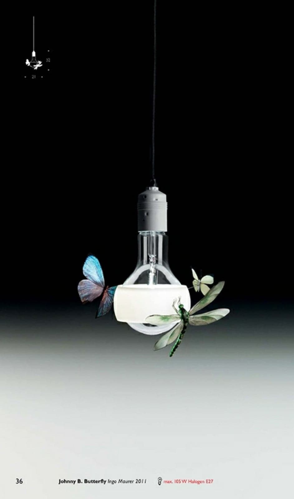 Johnny B. Butterfly Pendelleuchte 170cm White - Ingo Maurer - Wohnzimmer - Glas