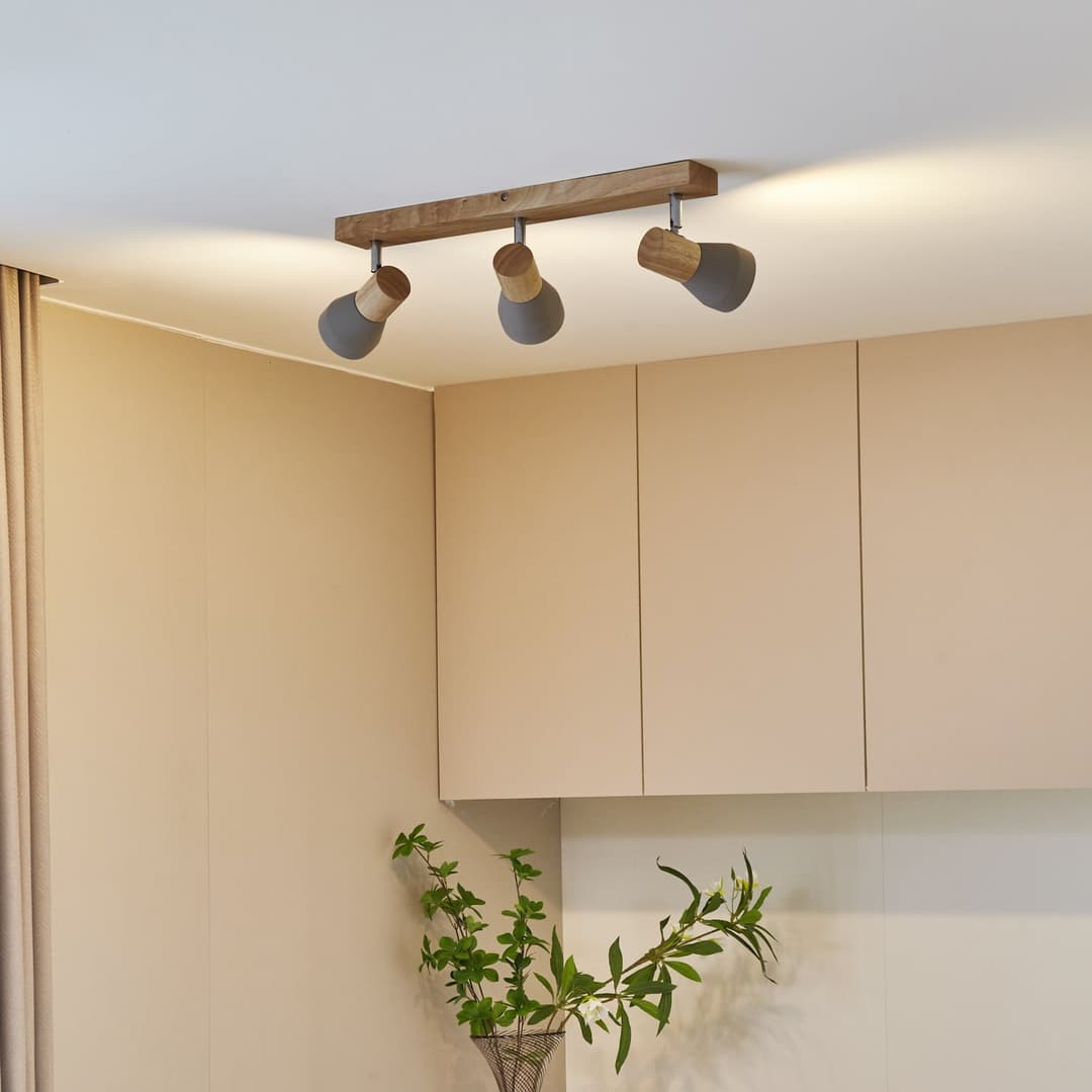 Filiz 3 Deckenleuchte Concrete/Wood - Lindby - Schlafzimmer - Skandinavisch - Beton - Mehrflammig
