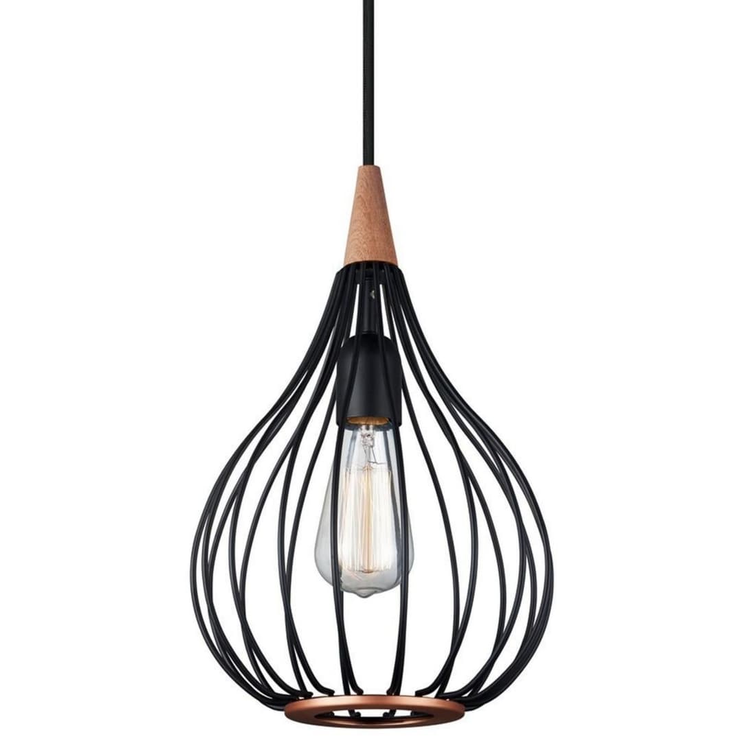 Drops Pendelleuchte Ø23 Black/Dark Wood- Halo Design - Esszimmer - Metall