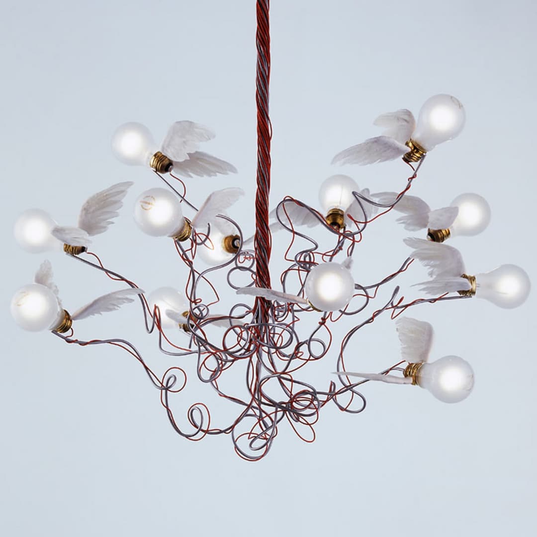 Birdie LED Pendelleuchte Rot - Ingo Maurer - Wohnzimmer - Design - Metall - Mehrflammig