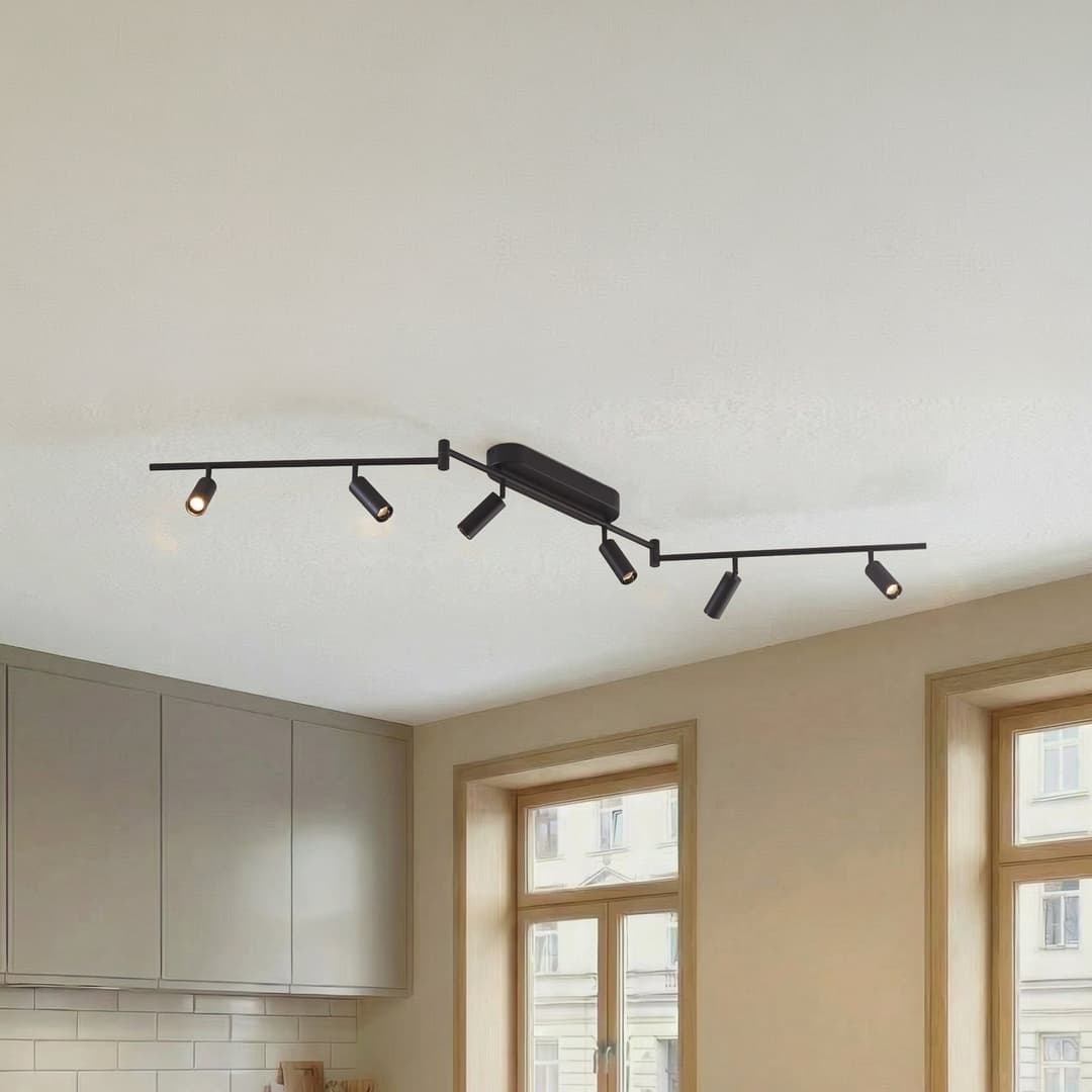 Eldrin LED-Deckenleuchte, 6-flammig, Spots, schwarz - Lindby - Wohnzimmer - Modern - Metall - Mehrflammig