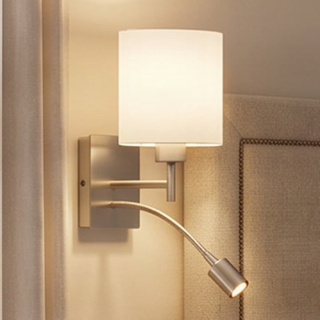 Camilo Wandleuchte Nickel/White - Lindby - Wohnzimmer - Modern - Stoff / Textil - Mehrflammig