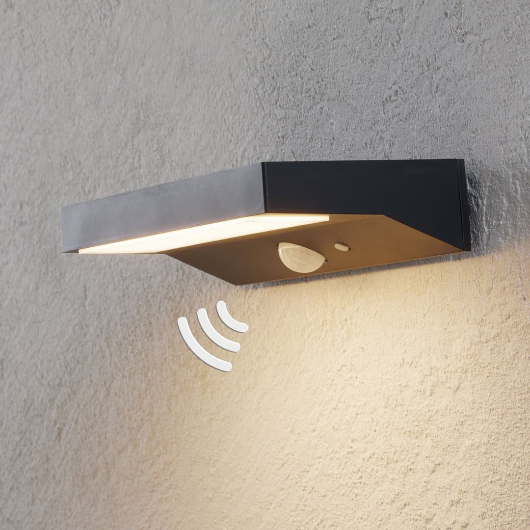 Maresia LED-Solar-Außenwandlampe, Sensor, anthrazit- Lindby - Balkon - Modern - Kunststoff - Einflammig