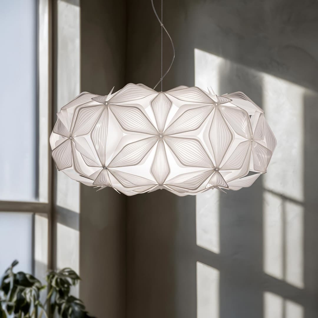 C'EST LA VIE Pendelleuchte, weiß/Kabel klar, Ø 53 cm - Slamp - Wohnzimmer - Design - Kunststoff - Mit Schirm