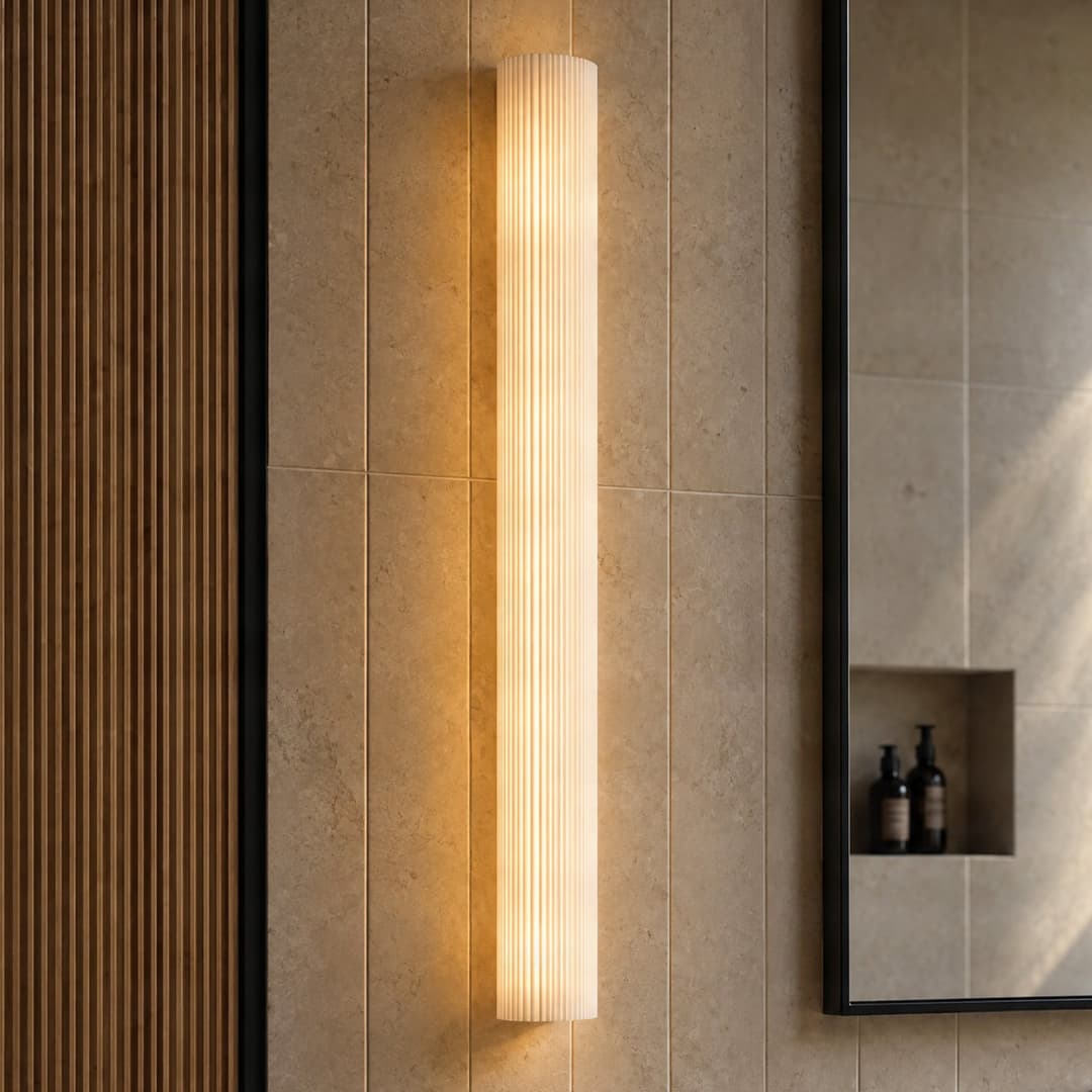 Victoire LED-Badwandlampe, 70 cm, weiß/chrom, CCT, Glas - Lucande - Badezimmer - Modern - Einflammig