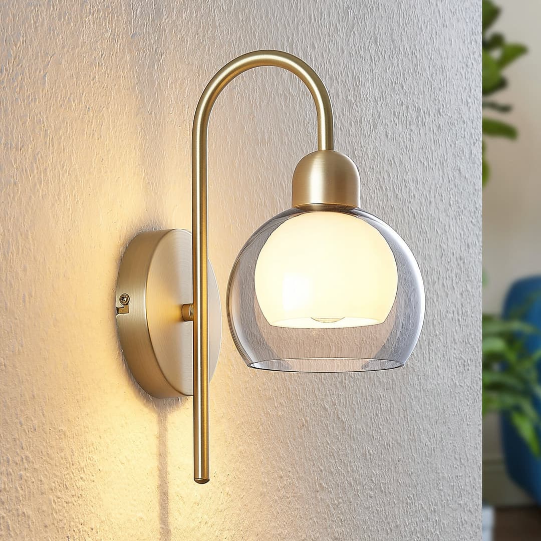 Mylah Wandleuchte Brass - Lucande - Wohnzimmer - Vintage - Metall - Einflammig