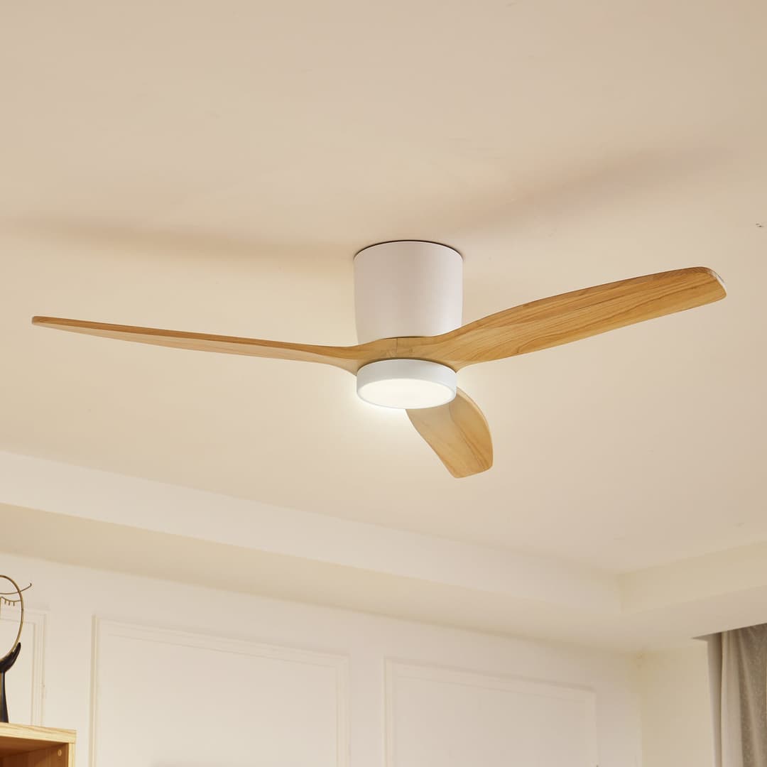Faipari LED-Deckenventilator, weiß, DC, leise, 132cm - Lucande - Wohnzimmer - Modern - Metall - Rund