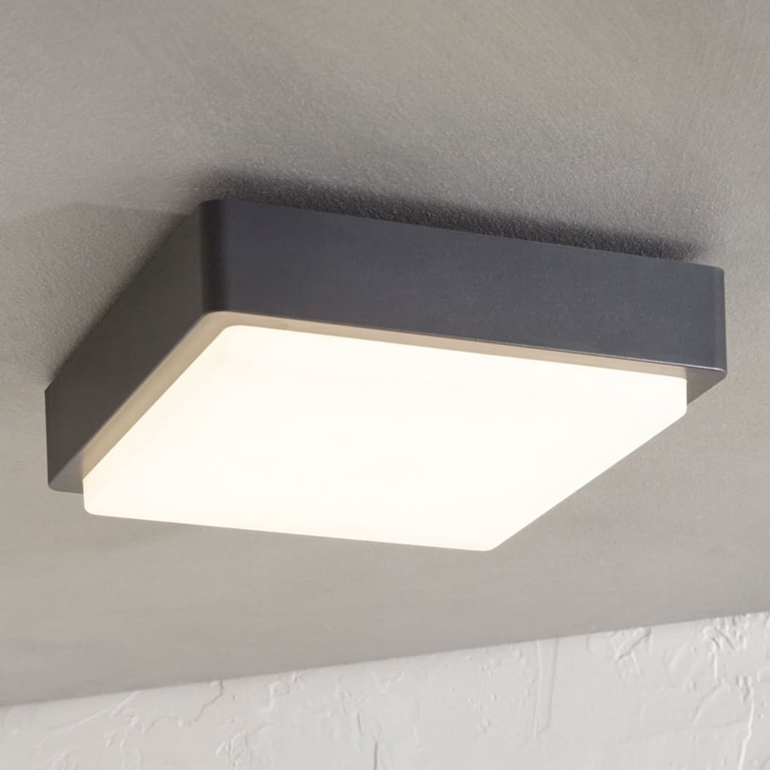 Nermin LED-Außendeckenlampe, 22 cm, IP65, eckig - Lindby - Modern - Kunststoff