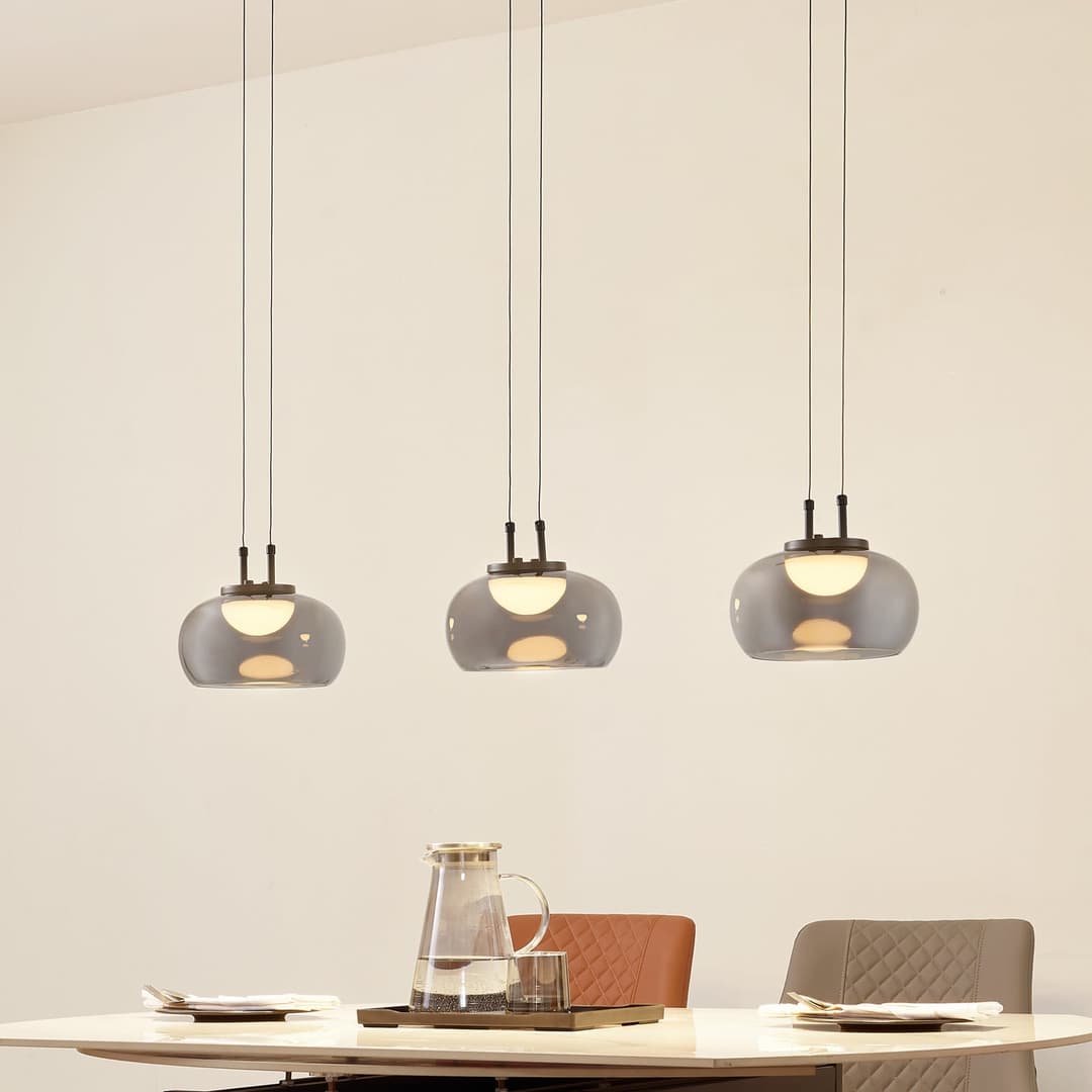 Dain 3 LED Pendelleuchte Rauch Grau - Lucande - Esszimmer - Modern - Glas - Mehrflammig