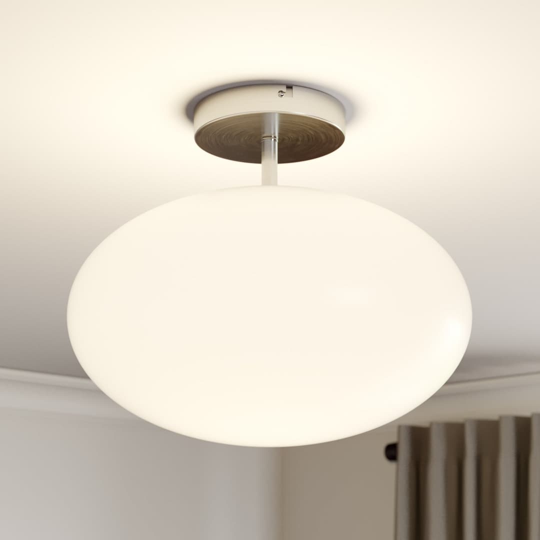 Sonika Deckenleuchte Satin Nickel/Opal White - Lindby - Wohnzimmer - Modern - Glas - Mit Abstand