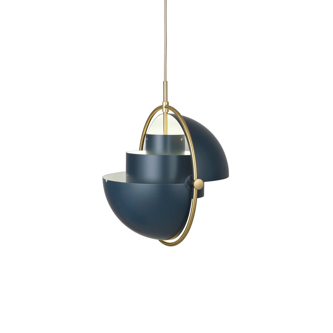 Multi-Lite Pendelleuchte Ø36 Messing/Midnight Blue - GUBI - Wohnzimmer - Design - Metall - Mit Schirm