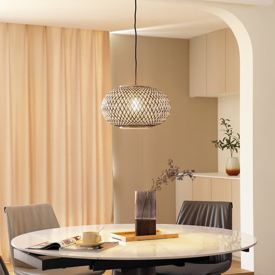 Nerys Pendelleuchte Black/Wood - Lindby - Wohnzimmer - Holz - Einflammig
