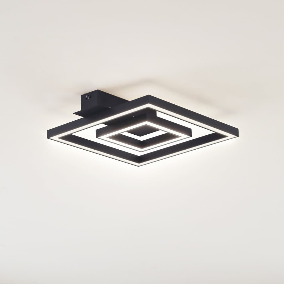 Madamo LED Deckenleuchte Schwarz - Lindby - Wohnzimmer - Modern - Aluminium - Eckig
