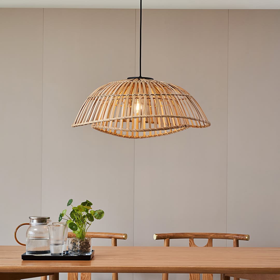 Ilajus Pendelleuchte Ø62 Bamboo - Lindby - Wohnzimmer - Boho - Bambus - Einflammig