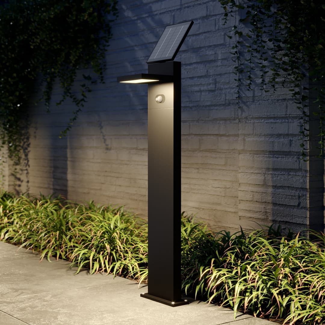 Silvan LED-Solarwegelampe, 100cm, Sensor, anthrazit, Lucande - Terrasse - Modern - Aluminium - Eckig