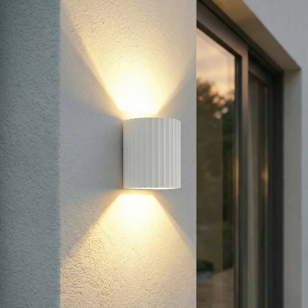 Ralino LED-Außenwandlampe, IP65, Aluminium, weiß, zweiflammig - Lindby - Terrasse - Modern - Rund