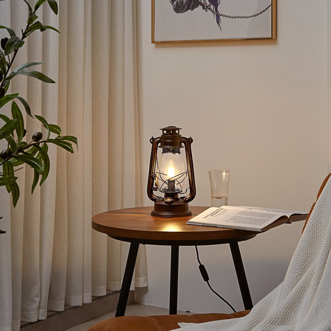 Raisa Tischleuchte Rust/Clear - Lindby - Wohnzimmer - Antik - Metall - Einflammig