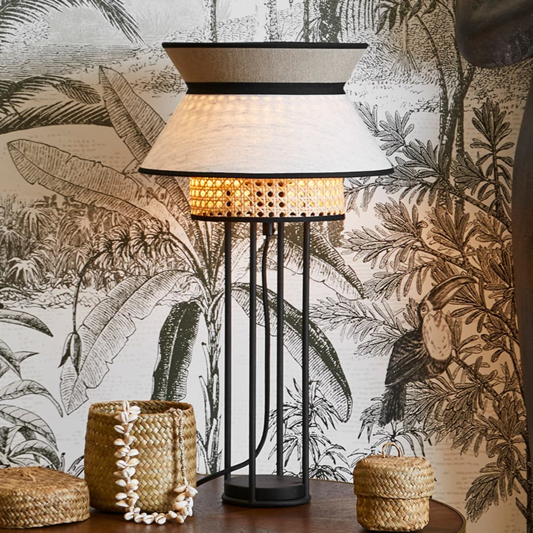 Singapour DBL Tischleuchte, nude - MARKET SET - Wohnzimmer - Design - Stoff / Textil - Mit Schirm