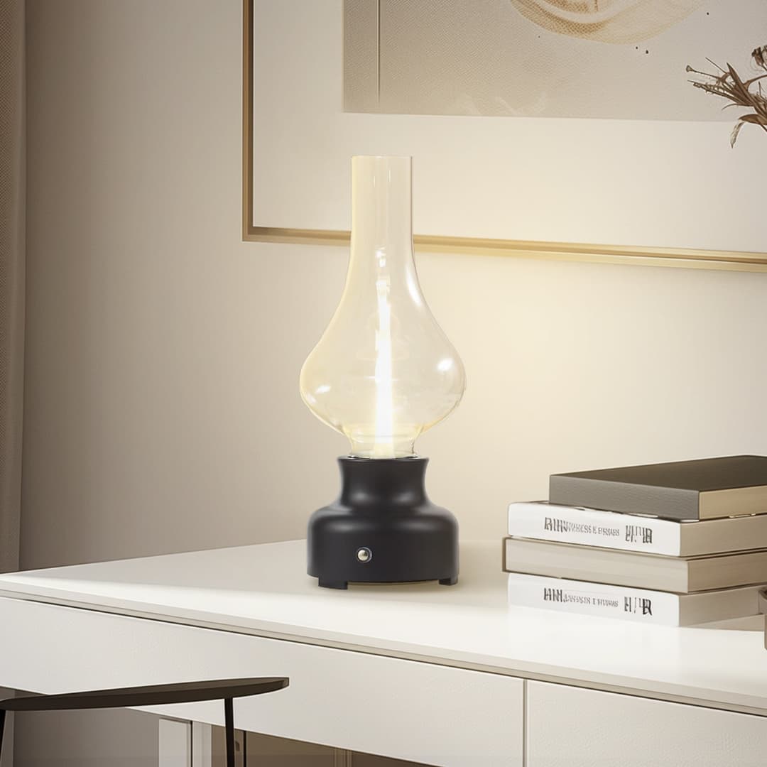 Mist Portable Tischleuchte schwarz/transparent - NOLA - Wohnzimmer - Industrielles Design - Glas - Einflammig