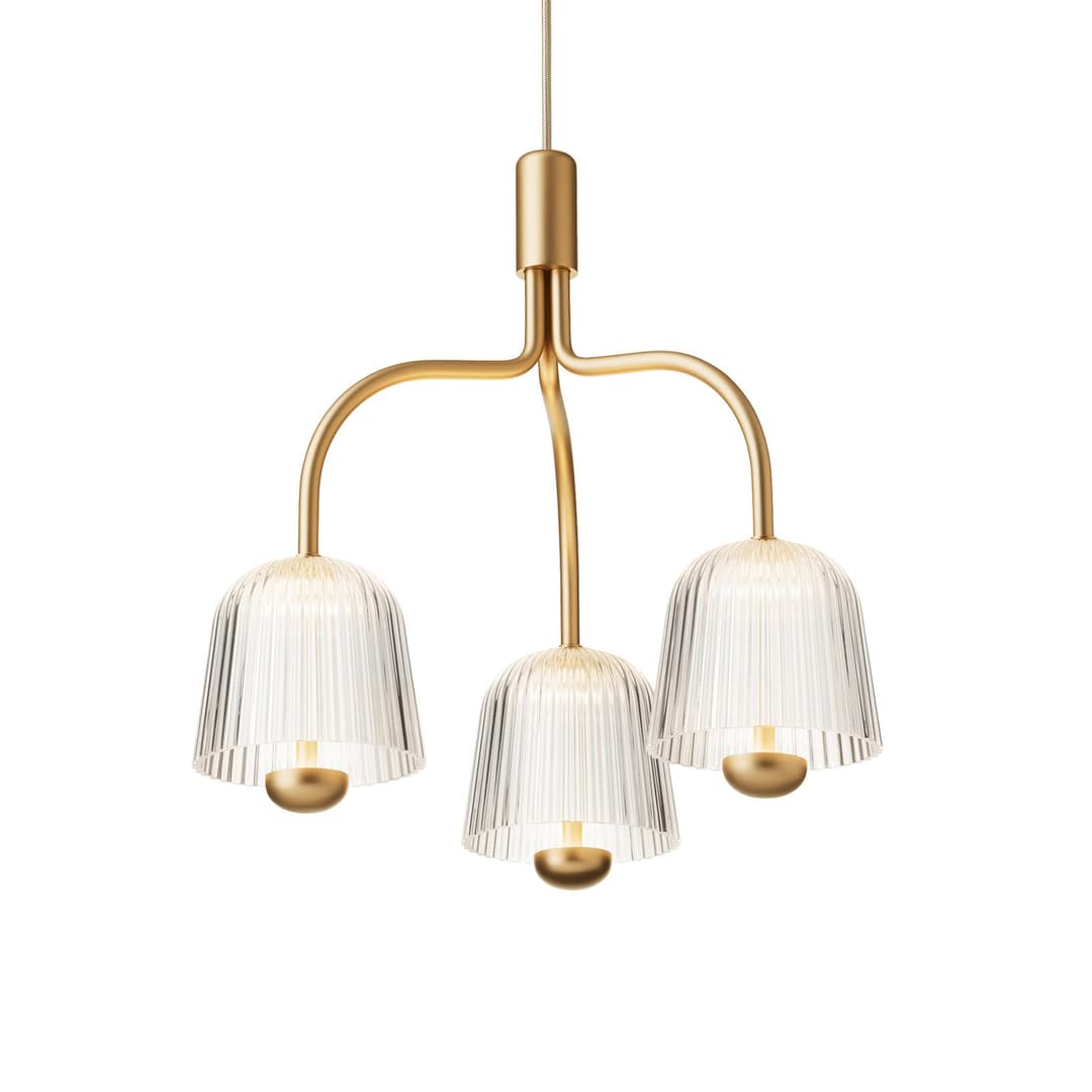 Asteea 3 Hängeleuchte Ø 40 cm Messing/Klar - Nuura - Wohnzimmer - Skandinavisch - Metall - Mehrflammig
