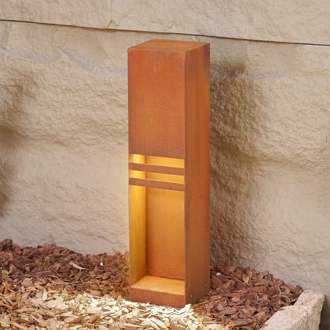 Oxido LED Poller Rost H50 - Lucande - Terrasse - Modern - Metall - Eckig