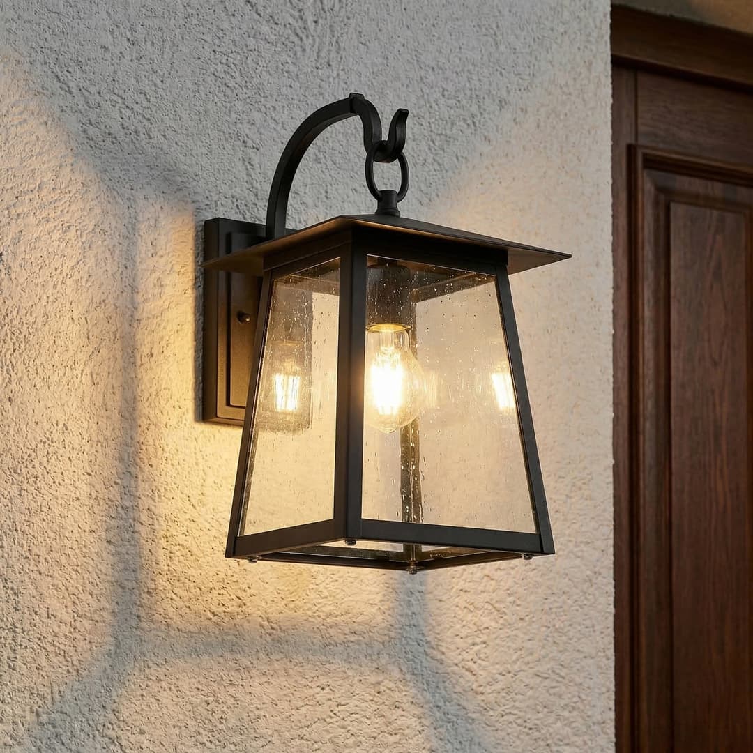 Xavon Außenwandleuchte, E27, schwarz, IP44, Laterne - Lucande - Balkon - Landhaus / Rustikal - Aluminium - Einflammig