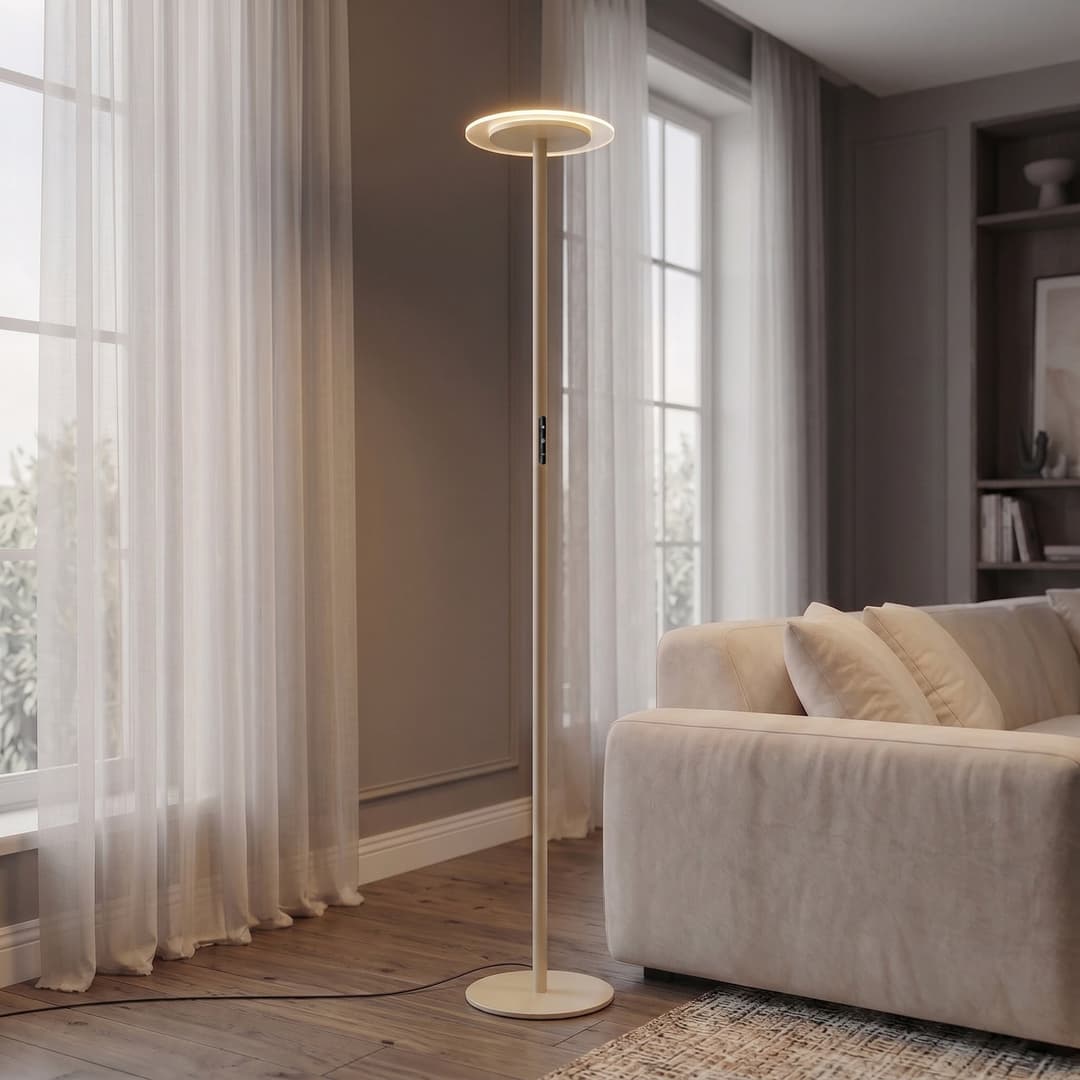 Frile LED-Stehleuchte, beige, dimmbar, Höhe 190 cm, Metall - Arcchio - Wohnzimmer - Modern - Aluminium - Einflammig
