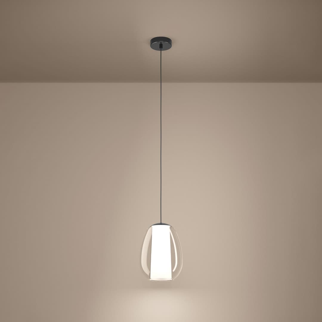 Menorca LED-Hängelampe, nickel, Ø 22 cm CCT - Stars of Light - Wohnzimmer - Modern - Glas - Einflammig